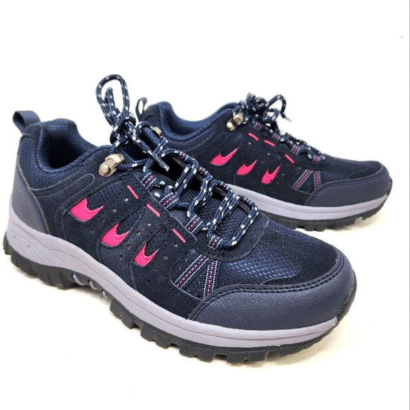 denali Shoes - Denali New Hiking Shoes Women's Navy Blue & Red Sturdy Leather Hiking Trail 7.5